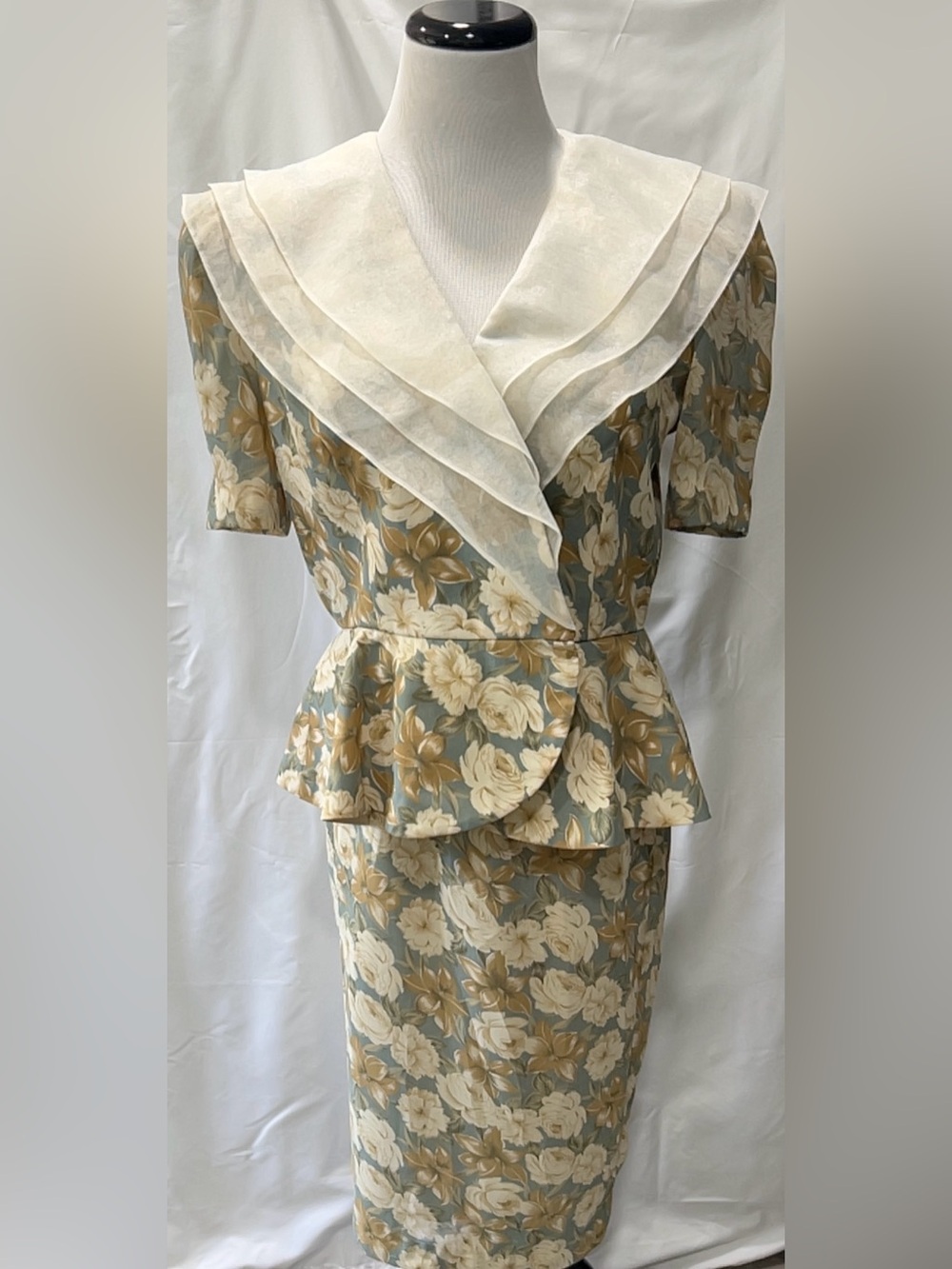 Vintage Leslie Fay Petite Floral Matching Top and Skirt Set Women Top 10 Skirt 8